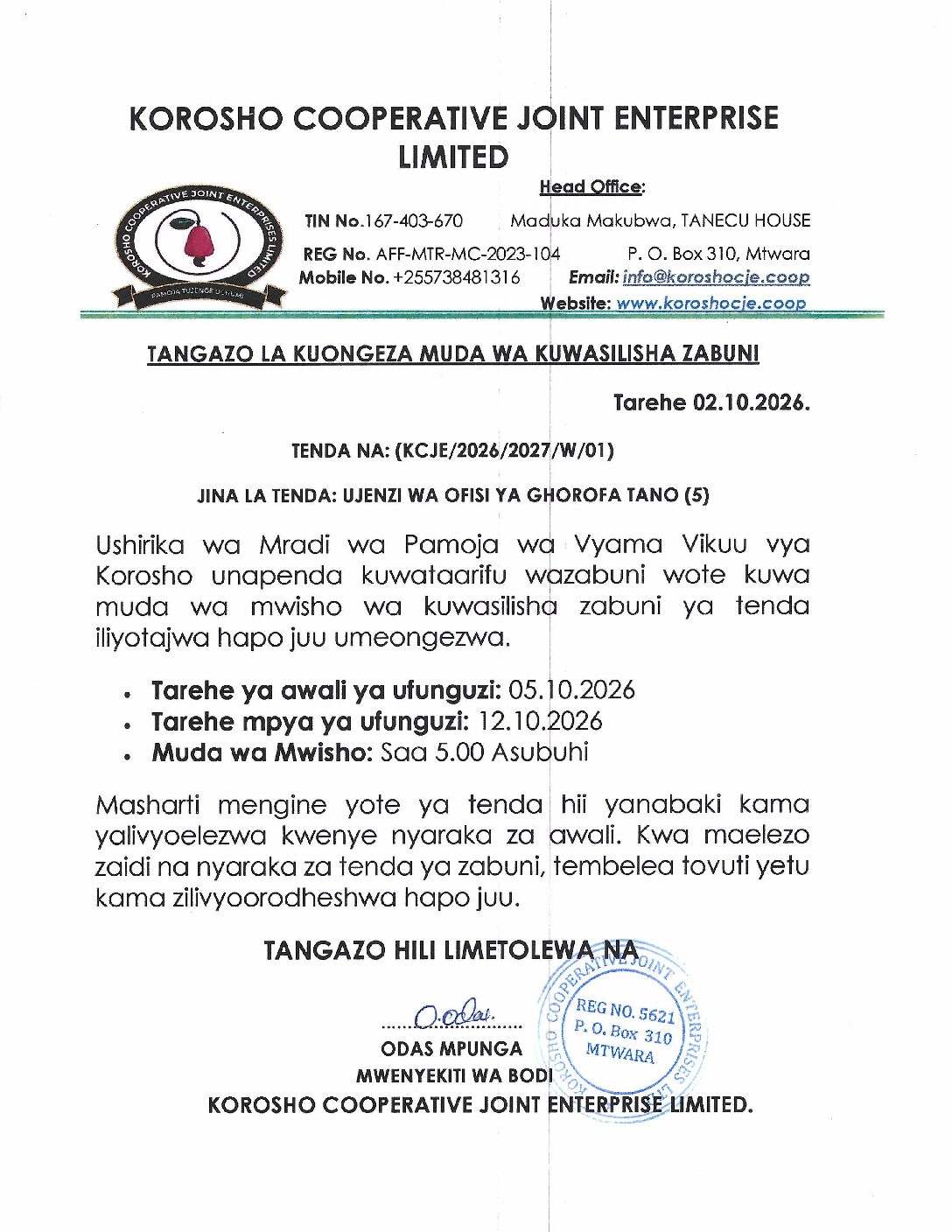 TENDA YA UJENZI WA GHOROFA 5 Pdf